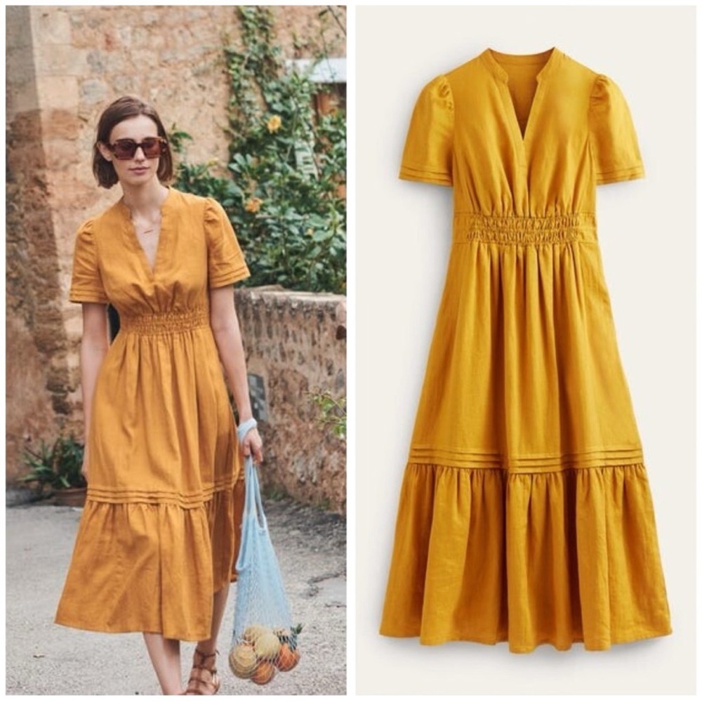 Boden Pintuck Detail Midi Dress